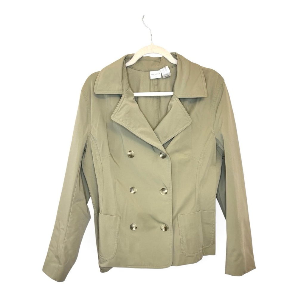 Isaac Mizrahi Khaki Tan Double Breasted Peacoat Jacket Classic Style XL
